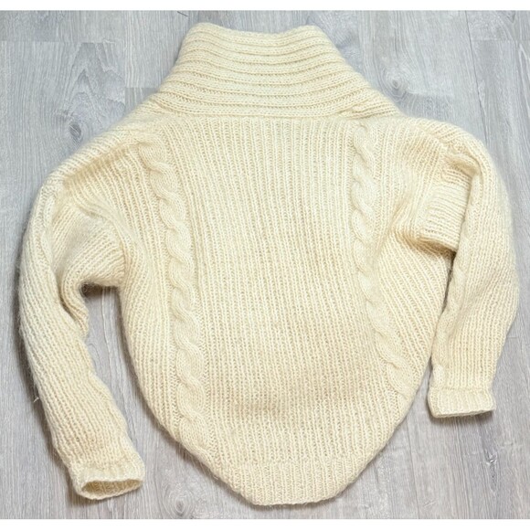 Oversize Cardigan VTG 90s Cream XL Comfy Mohair Wool Blend Shawl Collar Sweater - Picture 2 of 6